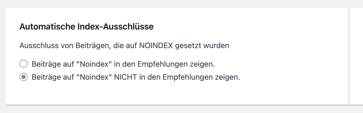 Ausschluss von nicht-indexierten Beiträgen